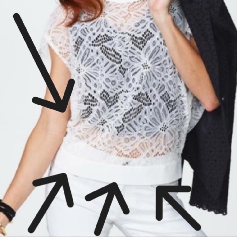 CAbi - White lace top - XL